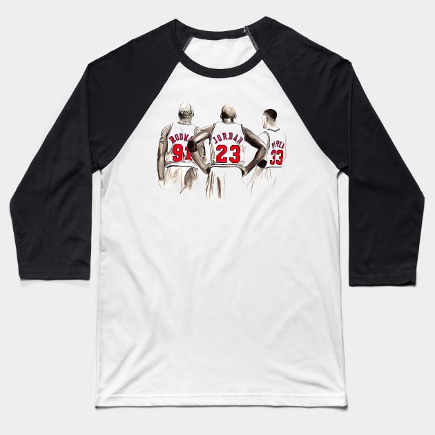 Rodman, MJ and Scottie Basketball Baseball T-Shirt by EricaScarletta